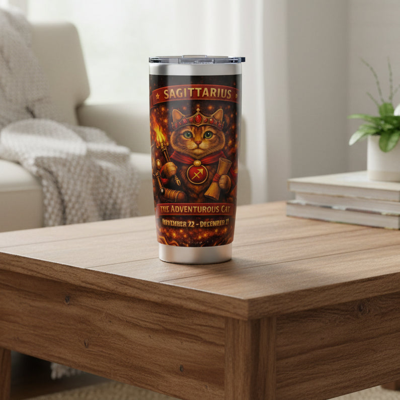 Sagittarius Cat Zodiac Tumbler - The Adventurous Cat