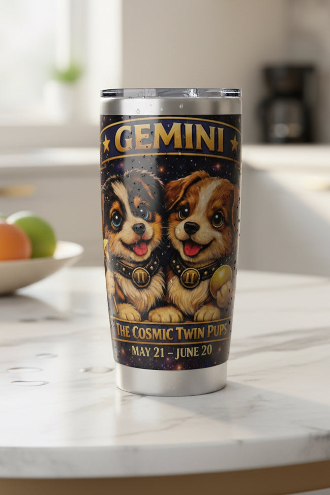 Gemini Dog Zodiac Tumbler - The Twin Spirits