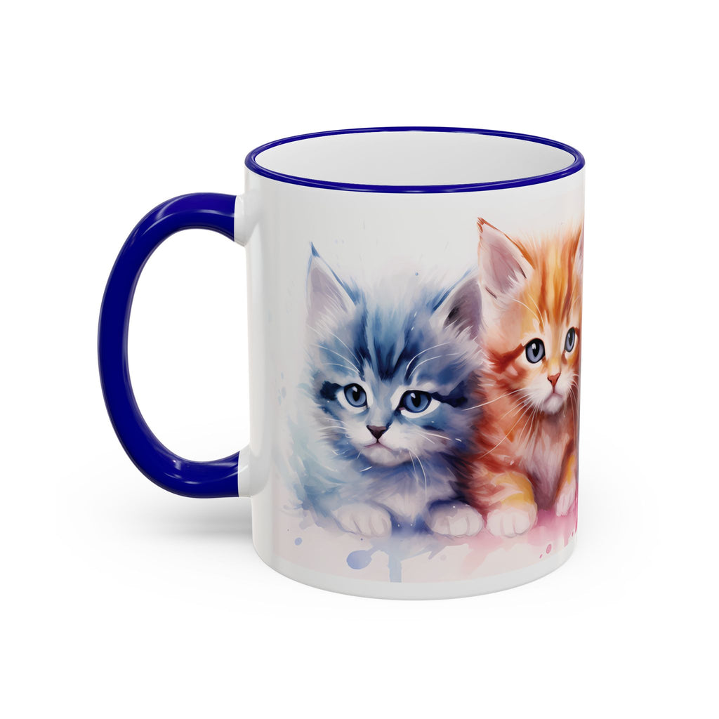 Modern Kitten Accent Rim & Handle Mug — Accent Rim & Handle Ceramic Coffee Cup (11oz)