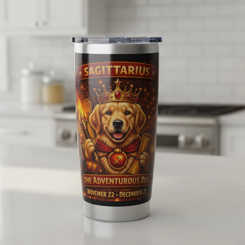 Sagittarius Pup Zodiac Tumbler - The Adventurous Pup