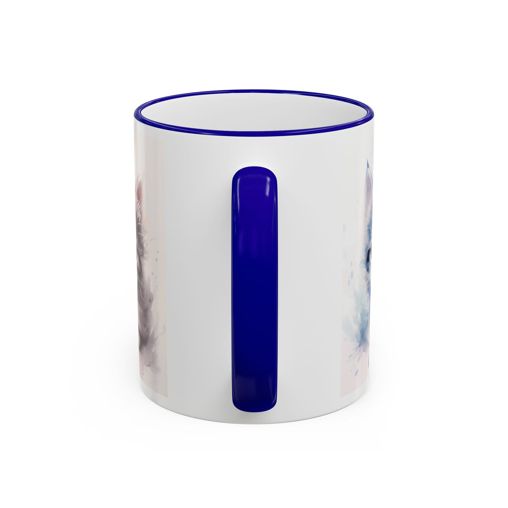 Modern Kitten Accent Rim & Handle Mug — Accent Rim & Handle Ceramic Coffee Cup (11oz)
