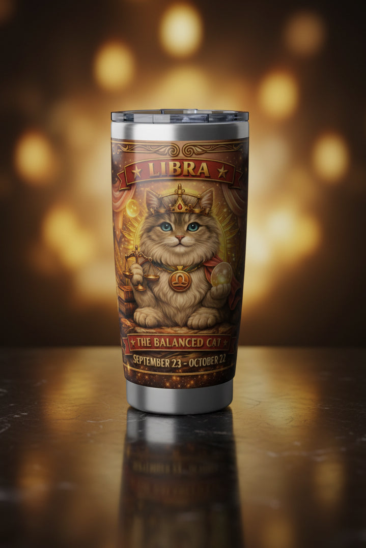 Libra Cat Zodiac Tumbler - The Balanced Cat