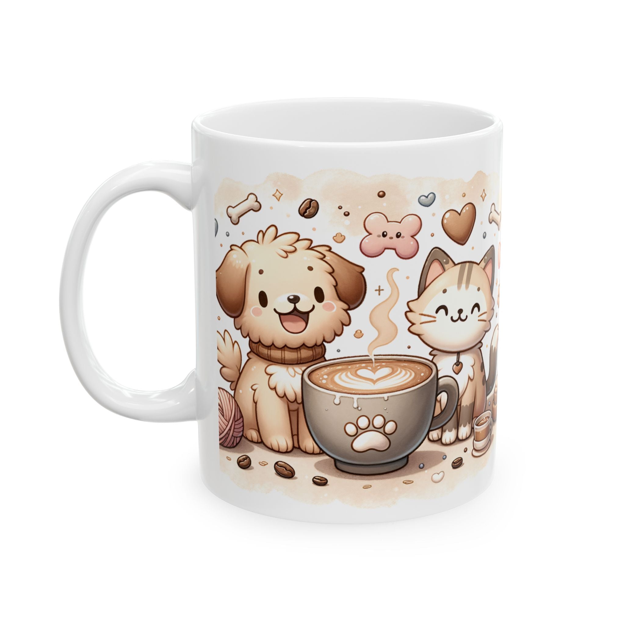 Paws & Coffee Ceramic Mug — Cat & Dog Owning Coffee Lovers (11oz )