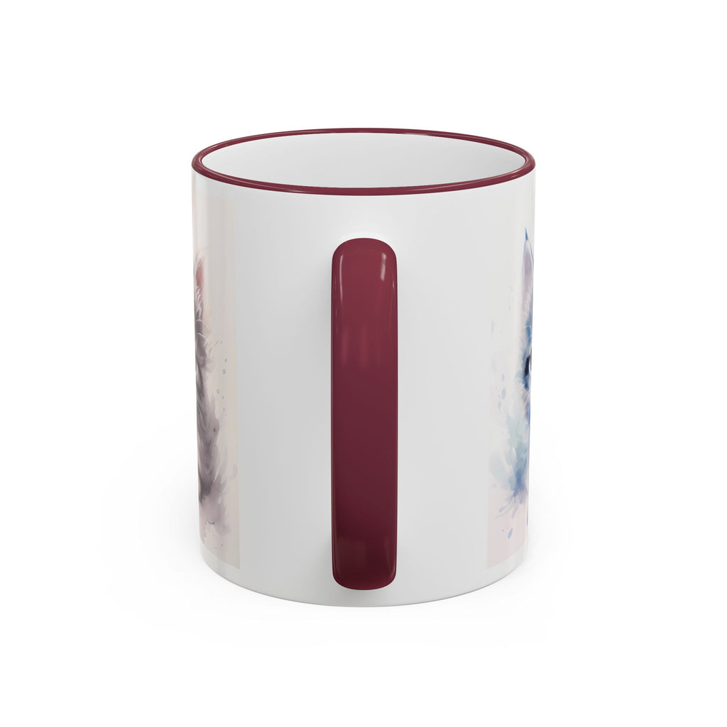 Modern Kitten Accent Rim & Handle Mug — Accent Rim & Handle Ceramic Coffee Cup (11oz)