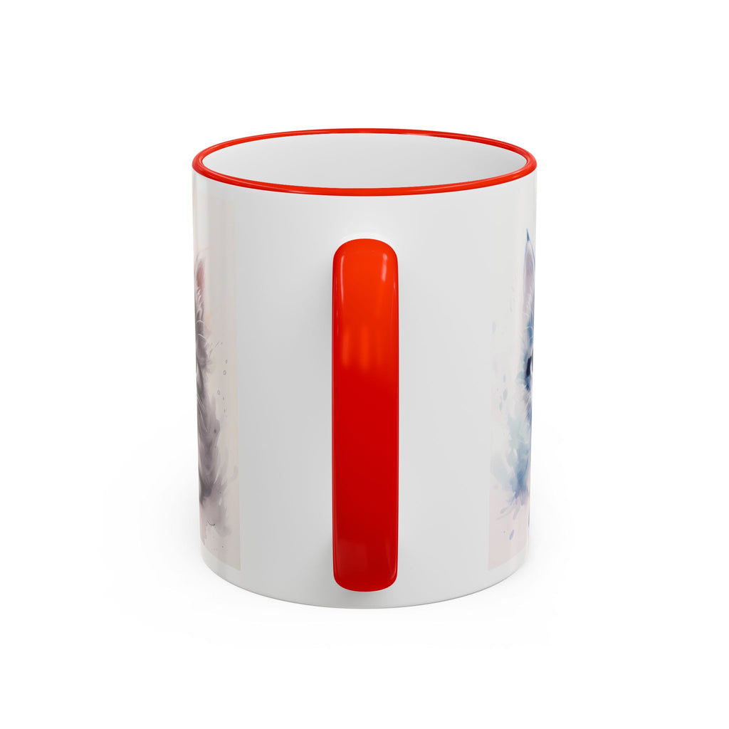 Modern Kitten Accent Rim & Handle Mug — Accent Rim & Handle Ceramic Coffee Cup (11oz)