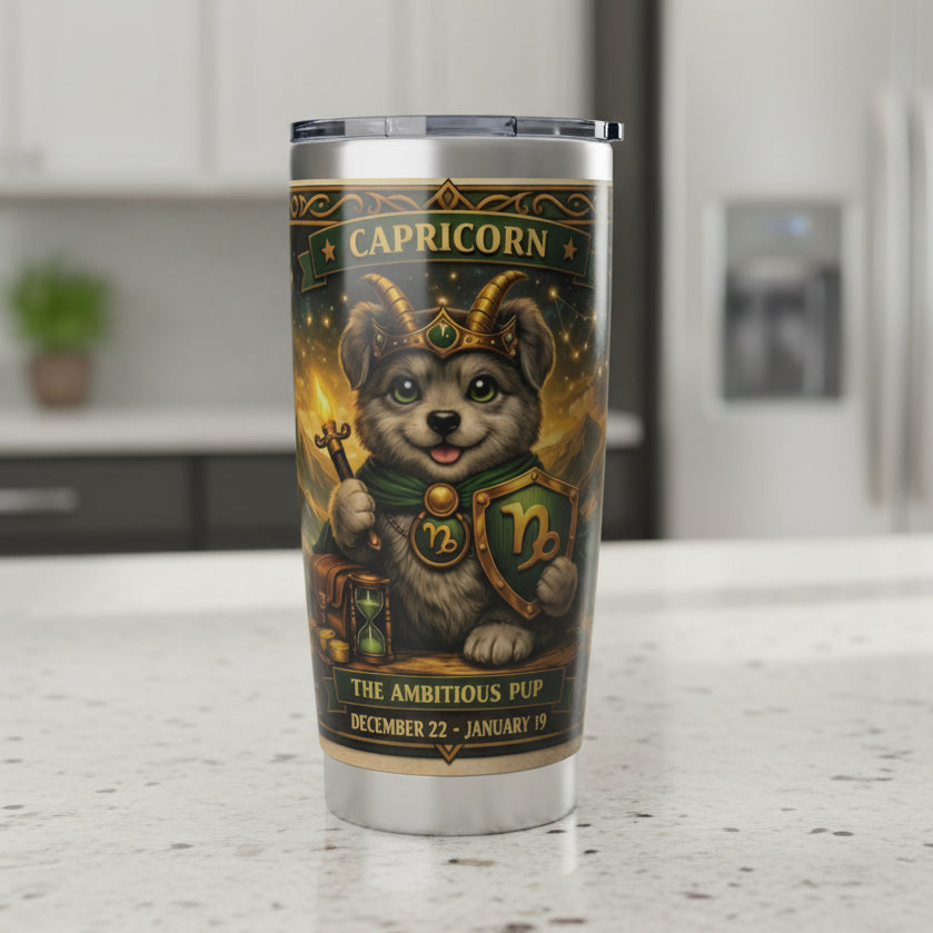 Capricorn Pup Zodiac Tumbler - The Ambitious Pup