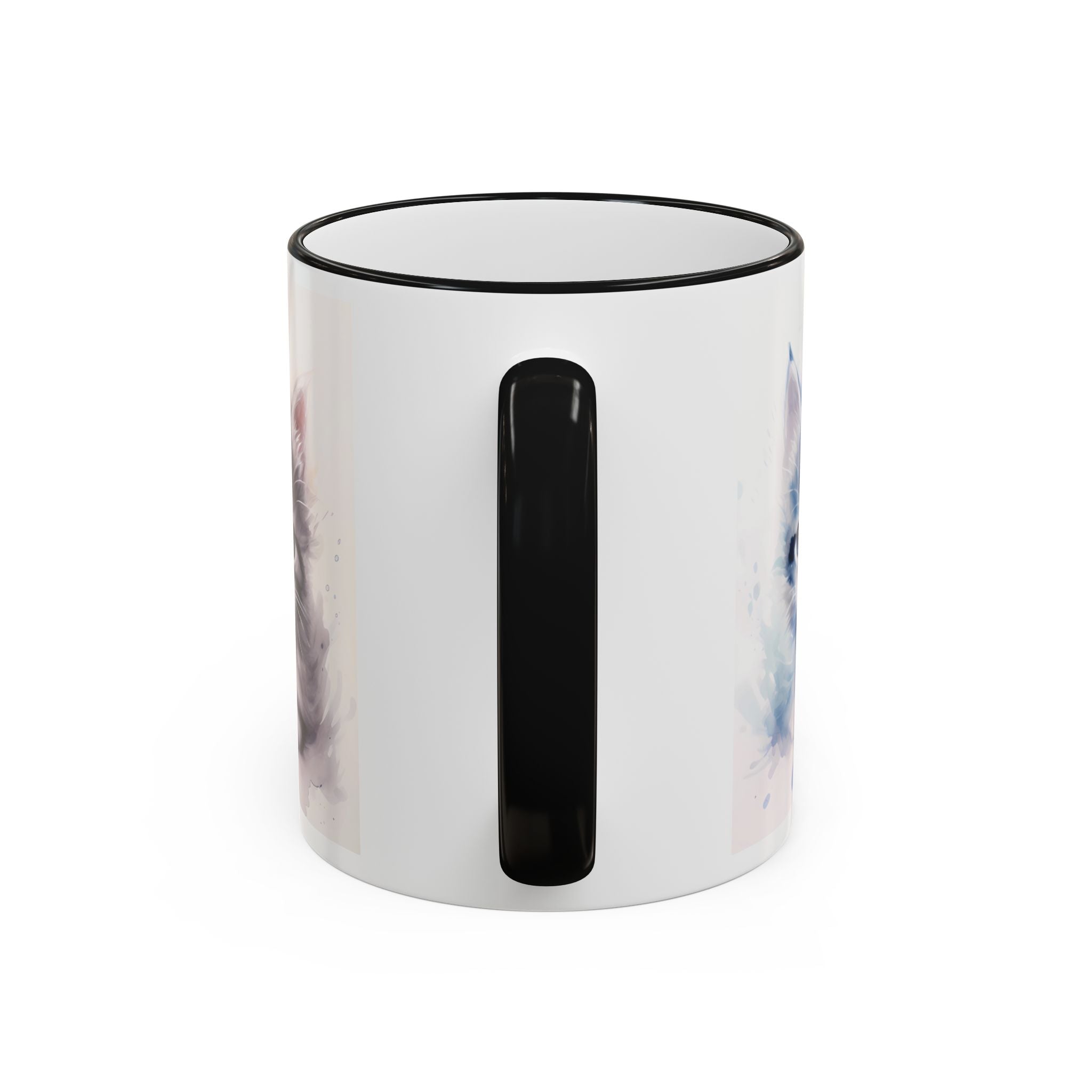 Modern Kitten Accent Rim & Handle Mug — Accent Rim & Handle Ceramic Coffee Cup (11oz)