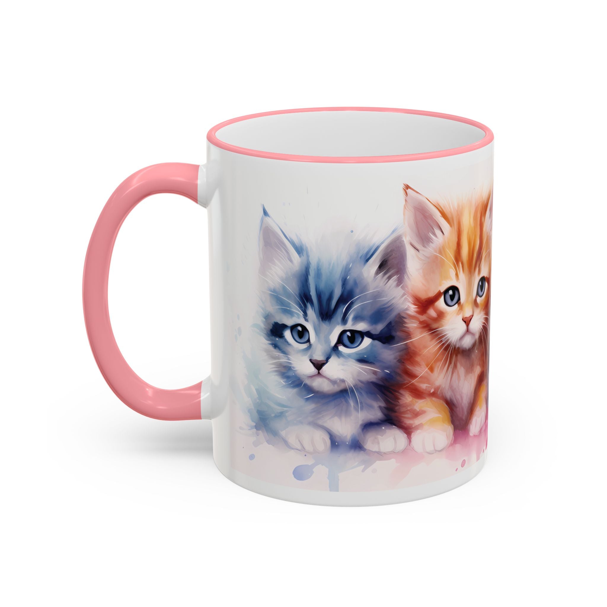 Modern Kitten Accent Rim & Handle Mug — Accent Rim & Handle Ceramic Coffee Cup (11oz)