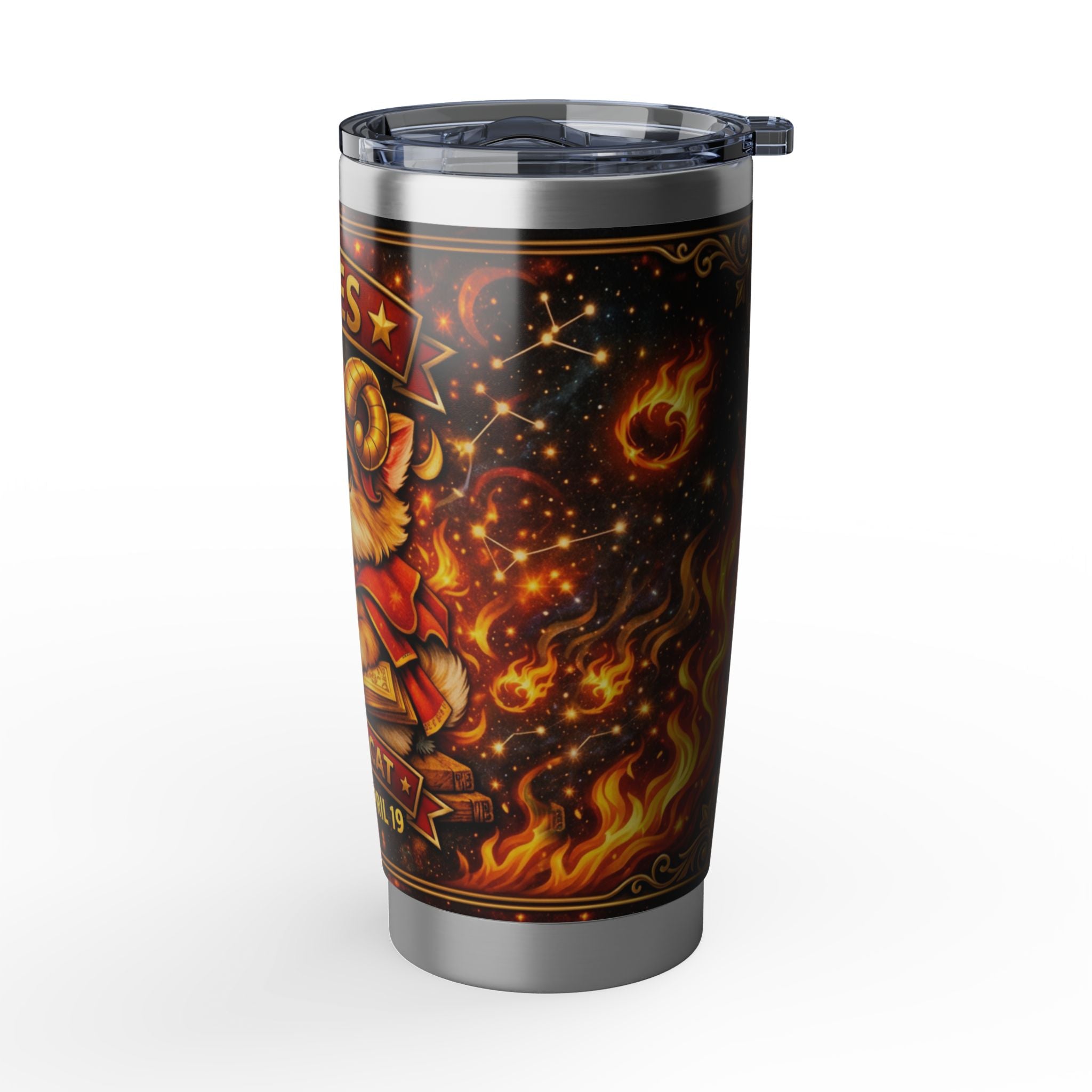 Aries Cat Zodiac Tumbler - The Fire Cat