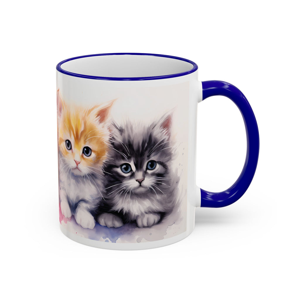 Modern Kitten Accent Rim & Handle Mug — Accent Rim & Handle Ceramic Coffee Cup (11oz)