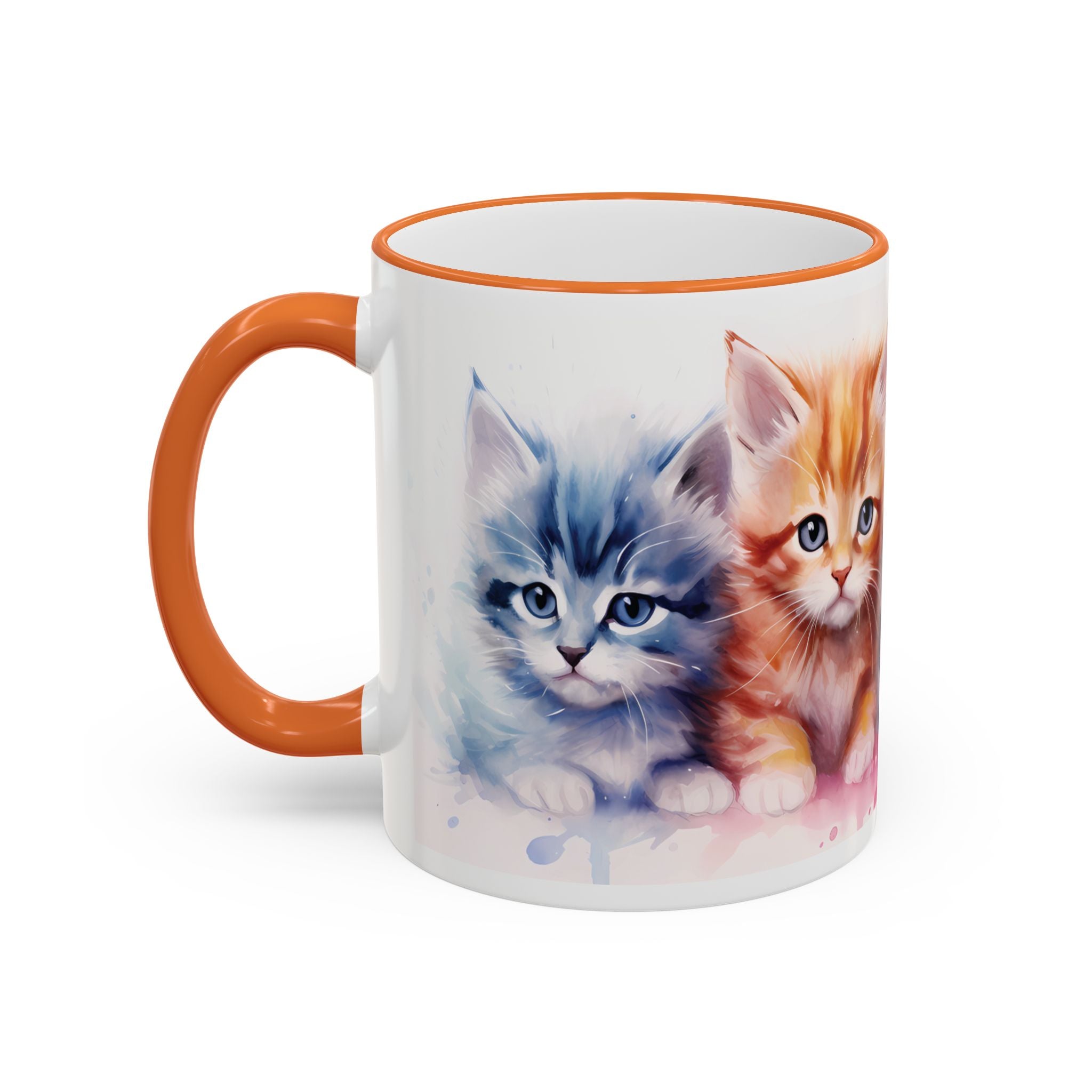 Modern Kitten Accent Rim & Handle Mug — Accent Rim & Handle Ceramic Coffee Cup (11oz)