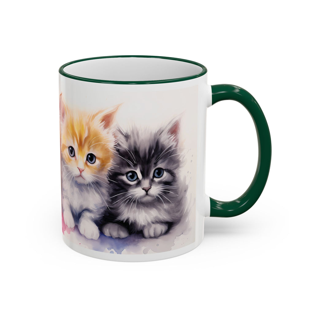 Modern Kitten Accent Rim & Handle Mug — Accent Rim & Handle Ceramic Coffee Cup (11oz)