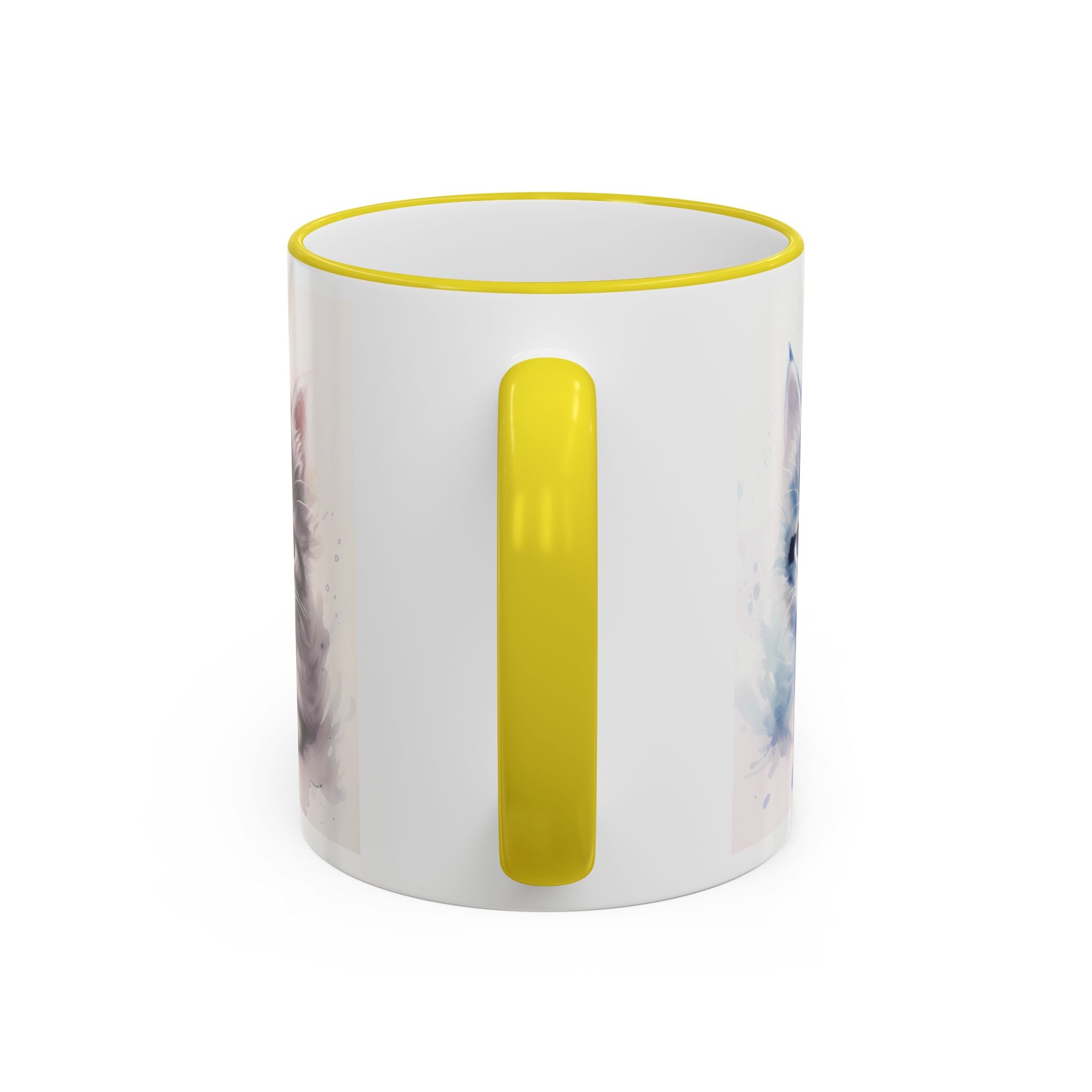 Modern Kitten Accent Rim & Handle Mug — Accent Rim & Handle Ceramic Coffee Cup (11oz)