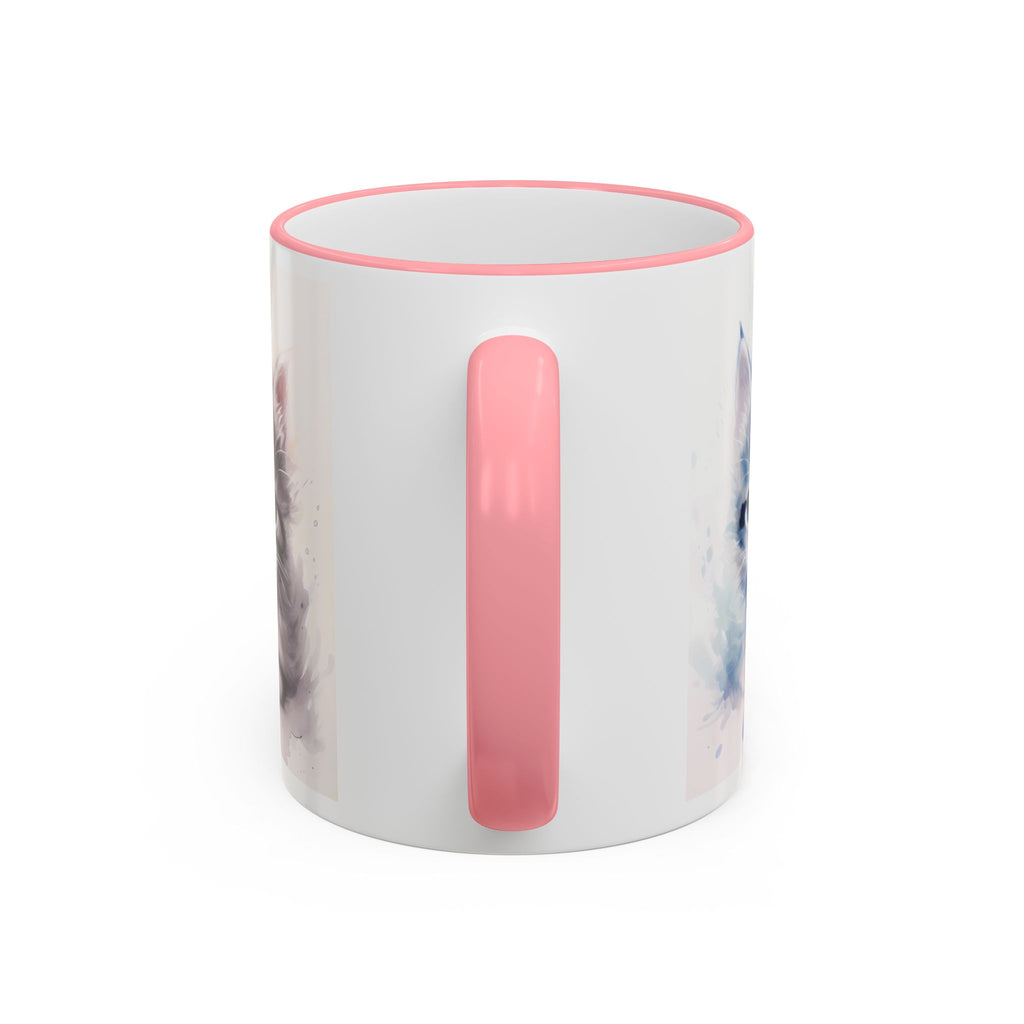 Modern Kitten Accent Rim & Handle Mug — Accent Rim & Handle Ceramic Coffee Cup (11oz)