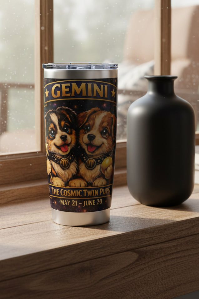Gemini Dog Zodiac Tumbler - The Twin Spirits